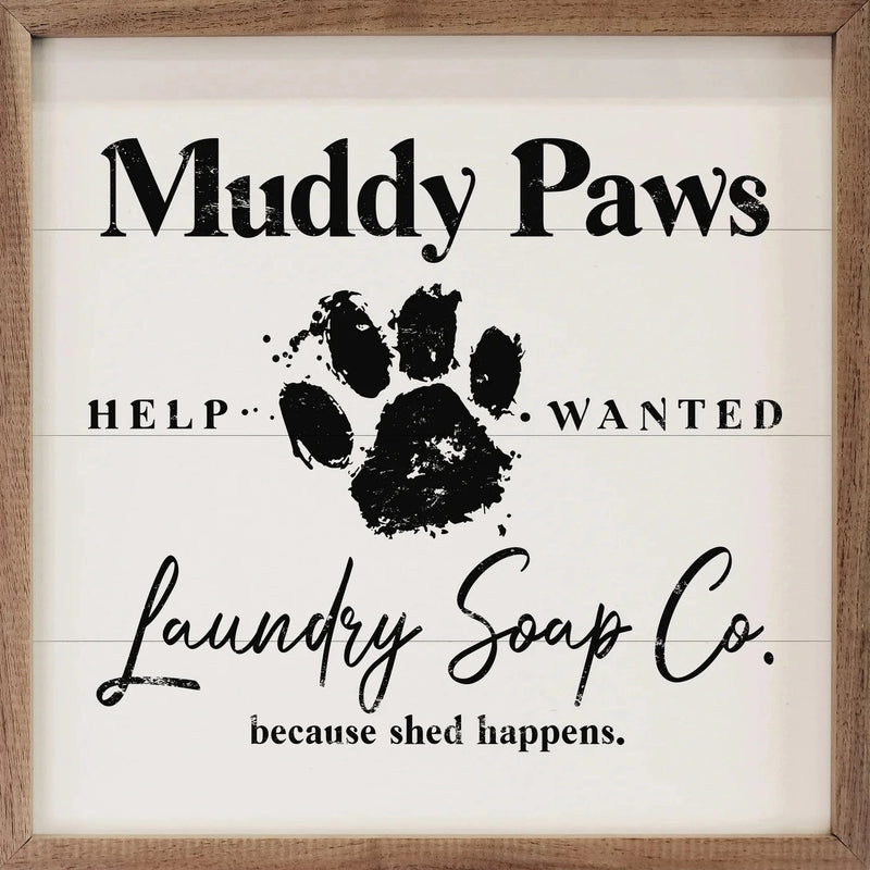 SP - Muddy Paws Laundry Co. Wood Sign 8x8"