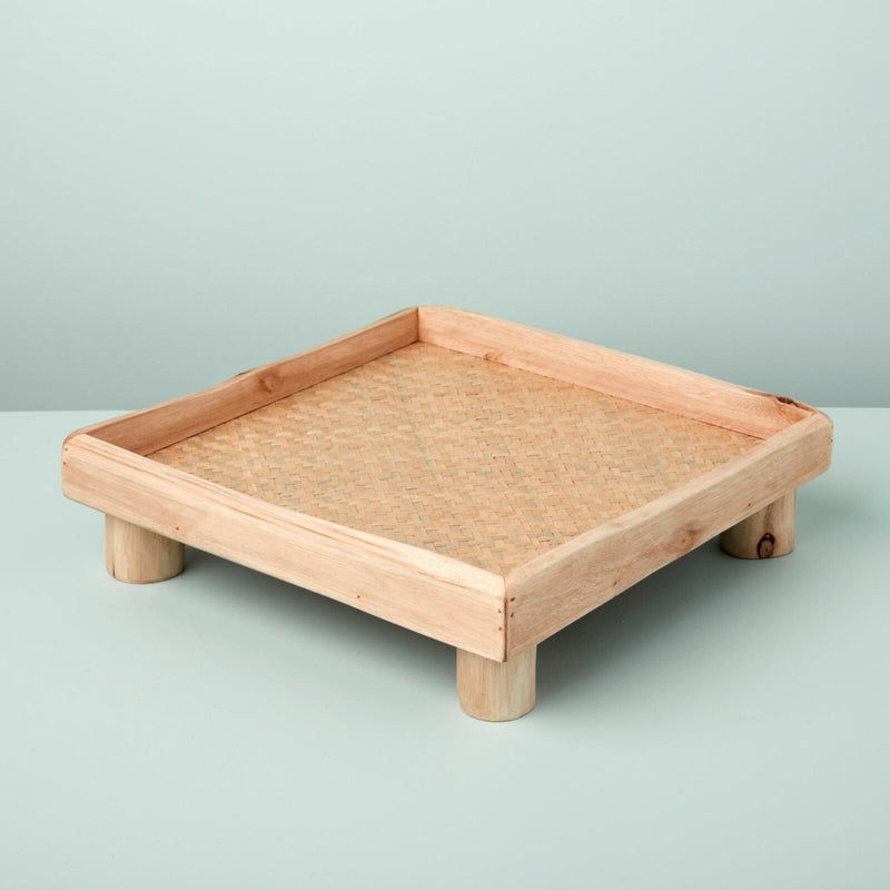 WS Reclaimed Wood Square Footed Tray