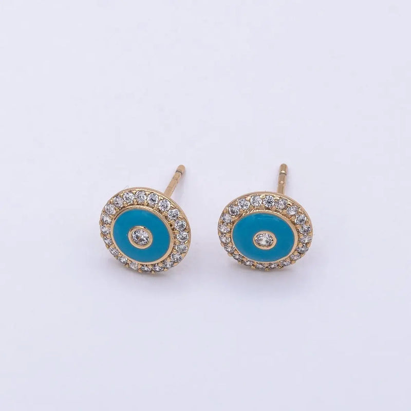TL JAE Teal Enamel CZ Stud Earring