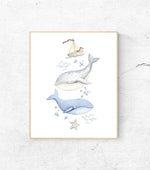 BA- Whale Nursery Art Print Wall decor