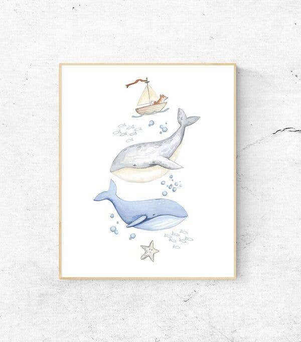 BA- Whale Nursery Art Print Wall decor