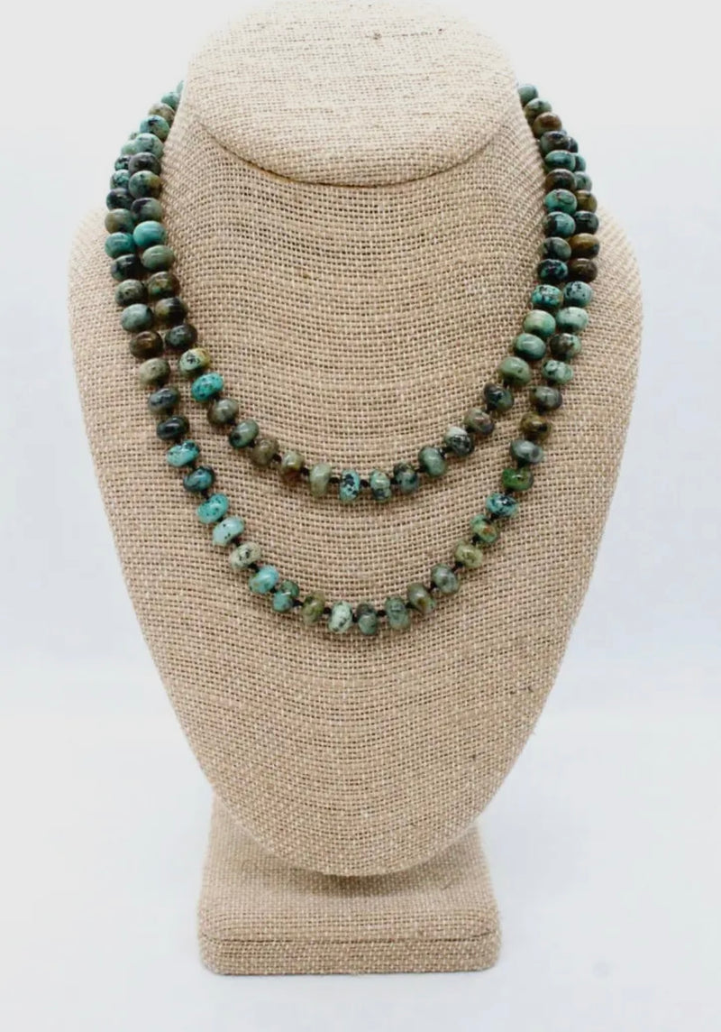 CC HAND KNOTTED TURQUOISE NECKLACE