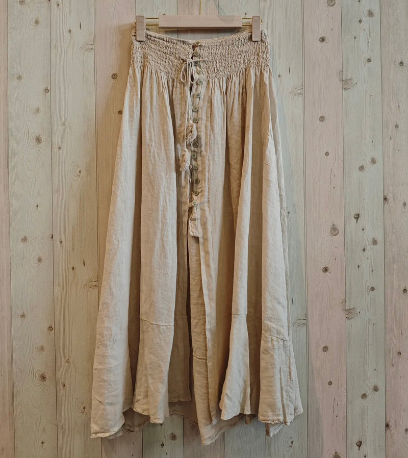 CC LONEN FRONT BUTTON MIDI SKIRT