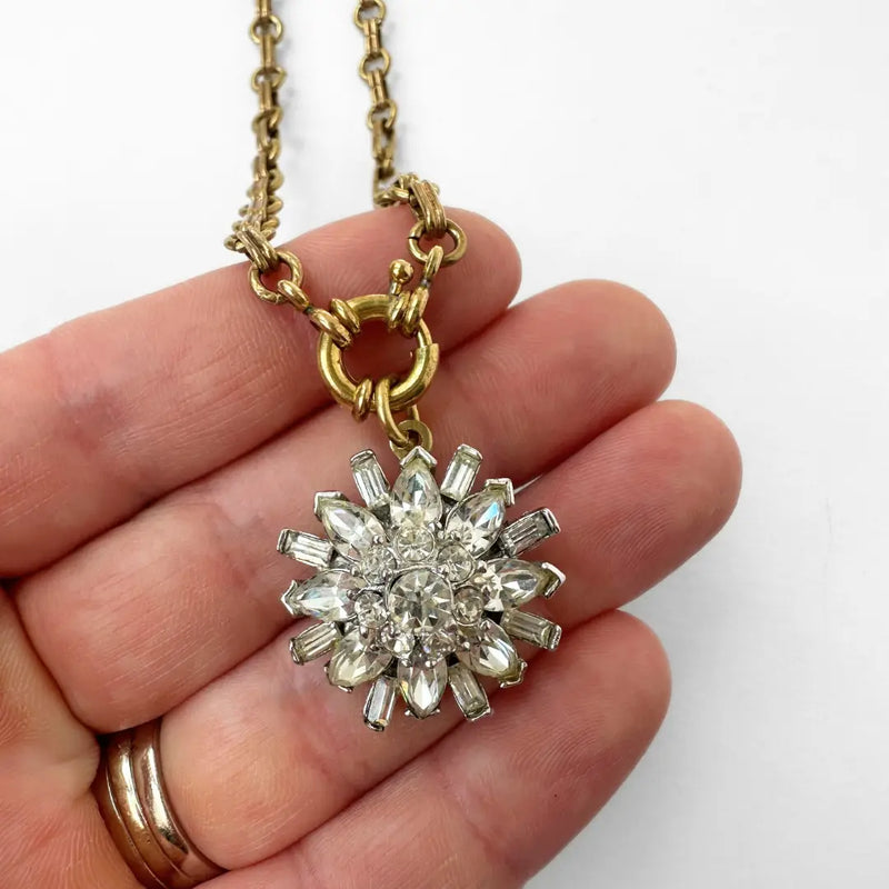 TL JLP Vintage Rhinestone Pendant Necklace