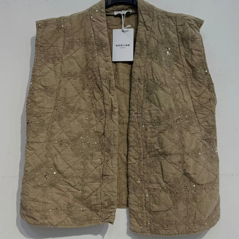 CC QUILTED VEST WITH SEQUINS