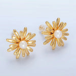 TL JAE GF Shell Pearl Sunflower Stud Earrings