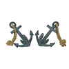 Set of 2 Blue Cast Iron Ship Anchor Bookends