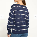 CC SCALLOPED STRIPE SWEATER WITH MINI SEQUINS