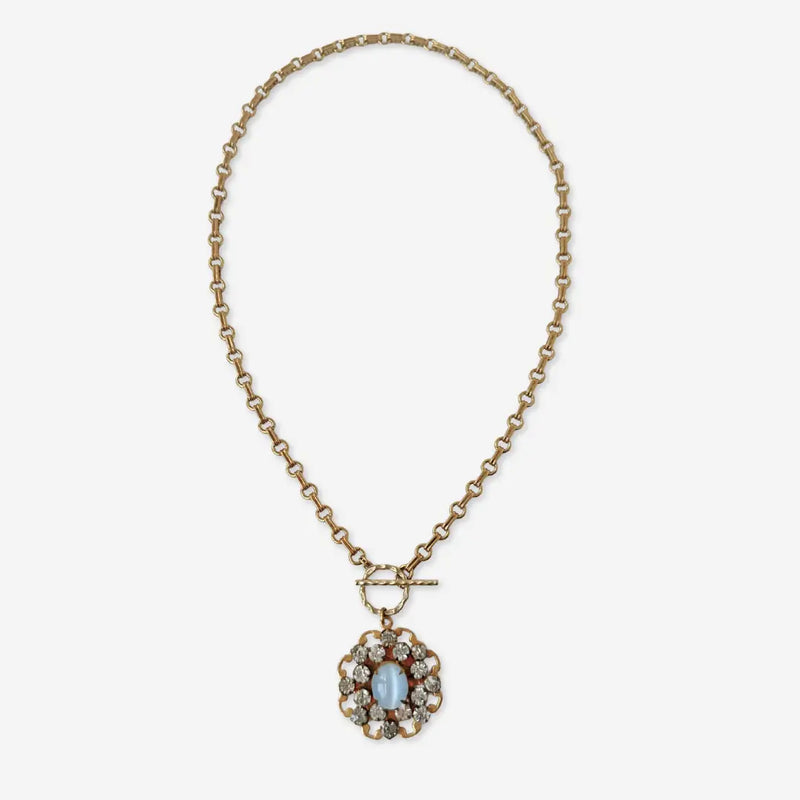 TL JLP Vintage Blue Moonstone Pendant Necklace