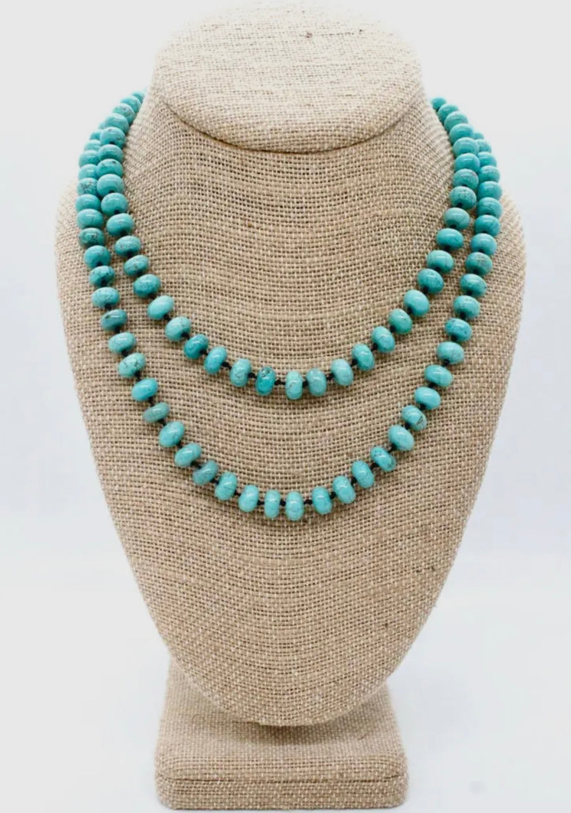 CC HAND KNOTTED TURQUOISE NECKLACE