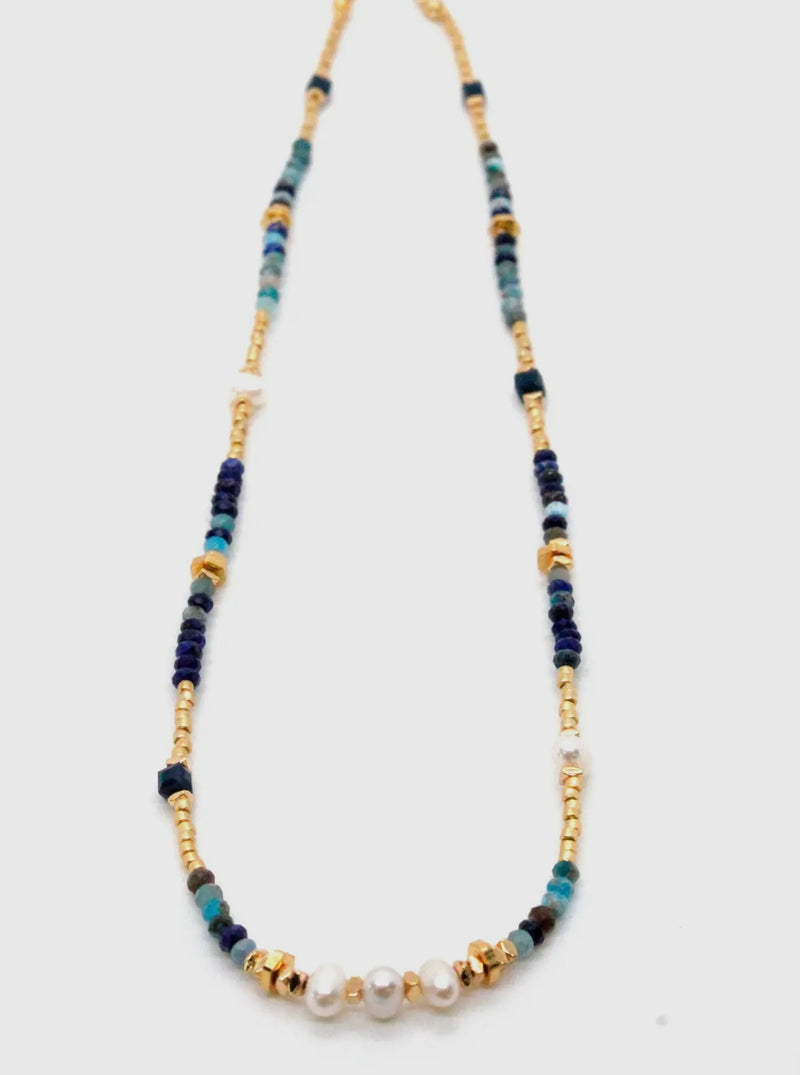 CC LAPIS AND FRESHWATER PEARL NECKLACE