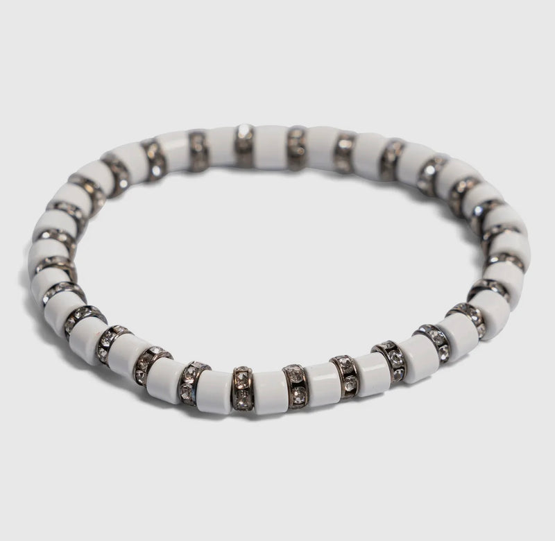 CC ENAMEL AND CZ STRETCH BRACELET