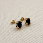 TL JGF Black CZ Oval Stud Earring