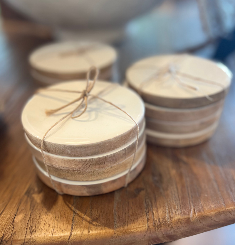 BB - White Mango Wood Drink Coasters