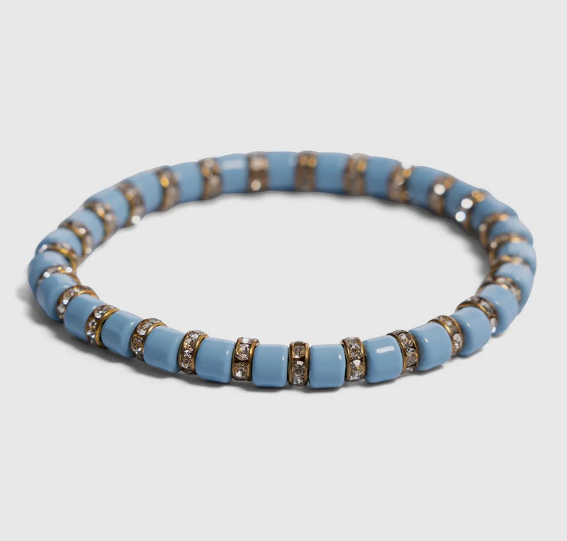 CC ENAMEL AND CZ STRETCH BRACELET