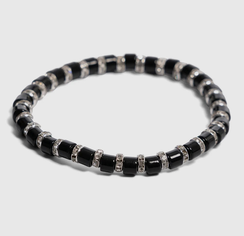 CC ENAMEL AND CZ STRETCH BRACELET