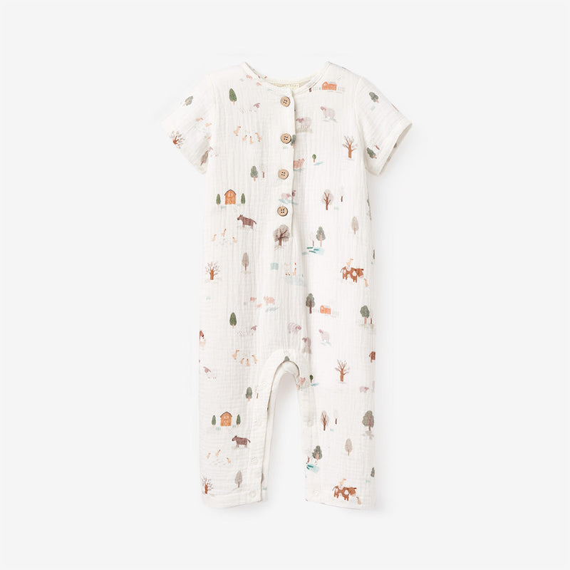 BA - On The Farm Jumpsuit Organic Muslin Short Sleeve