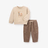 BA - Wolf Screenprint Organic Cotton Fleece Pullover + Corduroy Cargo Pants