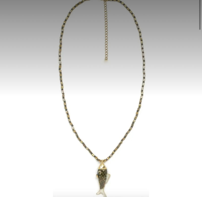 CC FISH PYRITE NECKLACE