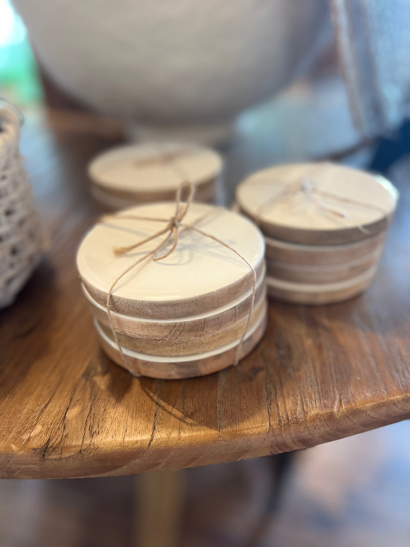 BB - White Mango Wood Drink Coasters