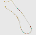 CC SEED BEAD, PEARL AND GOLD BEAD NECKLACE