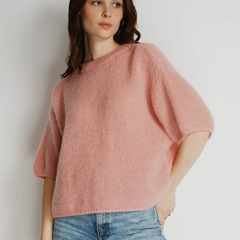 CC SHORT SLEEVE PULLOVER MOHAIR SWEATER