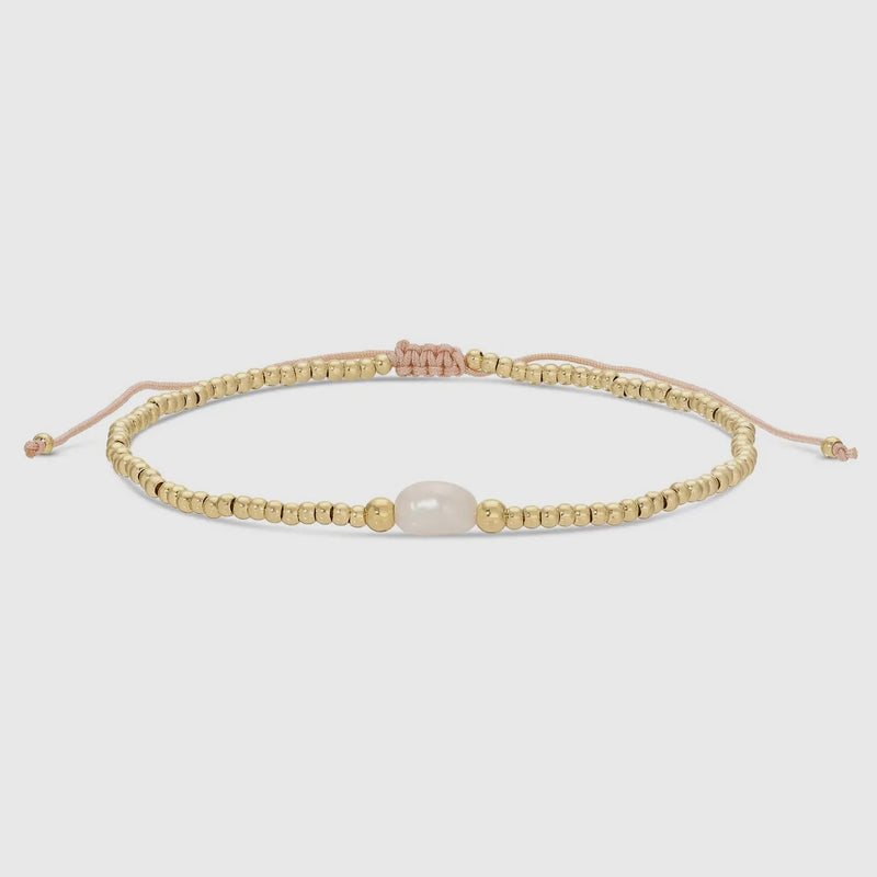 CC 2mm gold bead and pearl adjustable bracelet