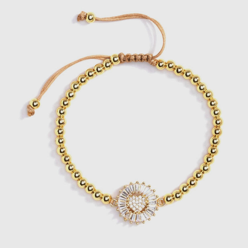 CC Adjustable pave ‘sunburst’ bracelet 4mm beads