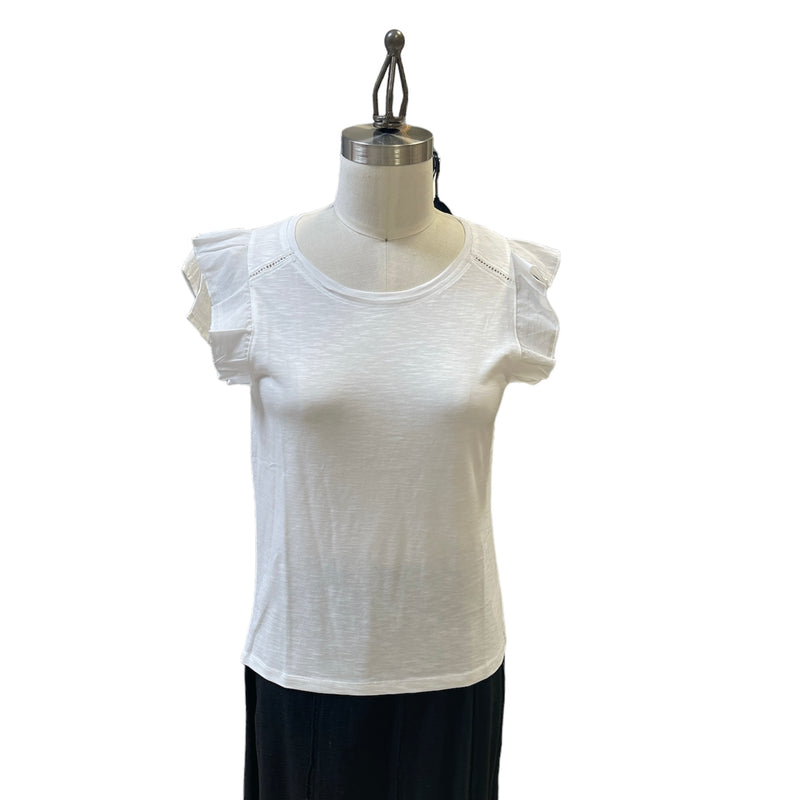 CC RUFFLE SLEEVE T SHIRT