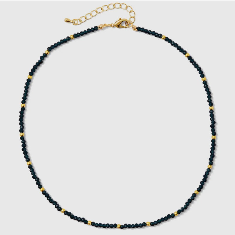 CC CRYSTAL AND GOLD BEAD ACCENT NECKLACE