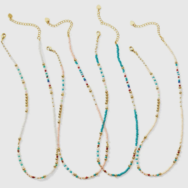 CC SEED BEAD, PEARL AND GOLD BEAD NECKLACE