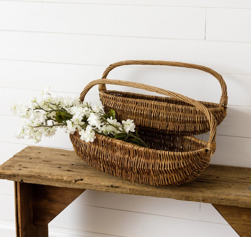 Oval Wicker Basket with Handle