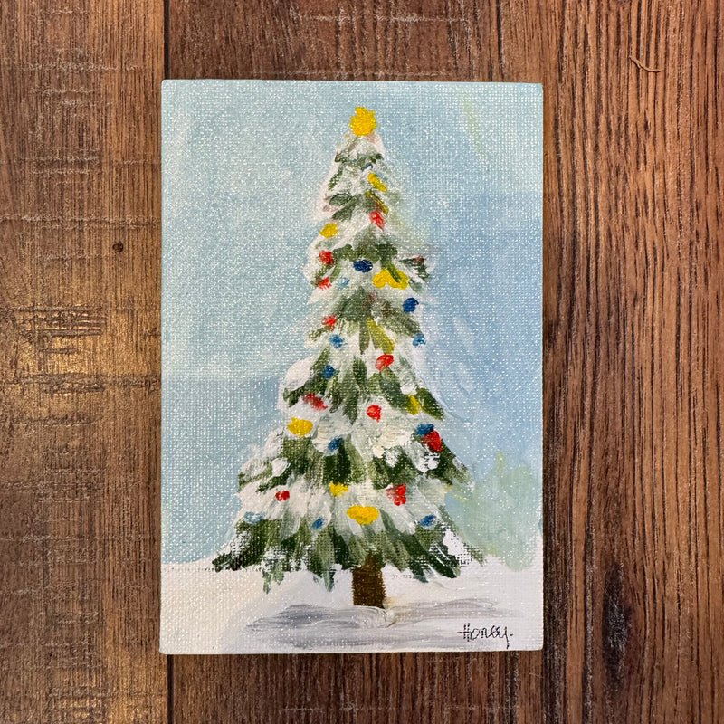 HH Christmas Paintings on 4 x 6 canvas panels with easels