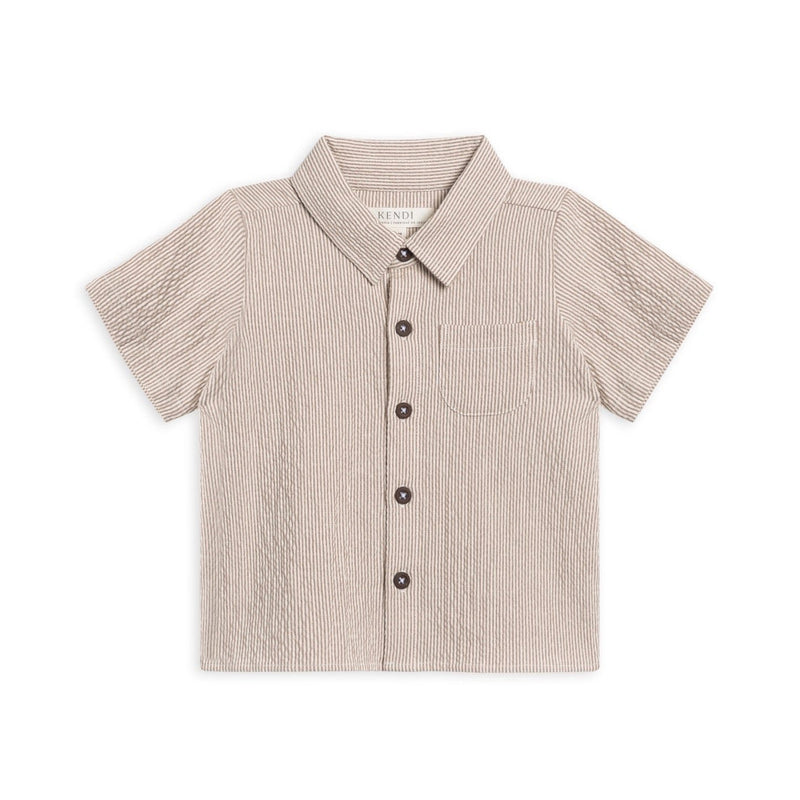 BA - Organic Landon Seersucker Button Down - Shore Stripe/Truffle