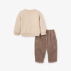 BA - Wolf Screenprint Organic Cotton Fleece Pullover + Corduroy Cargo Pants