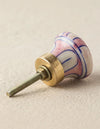 BB - Pink and Blue Striped Ceramic Cabinet Knob