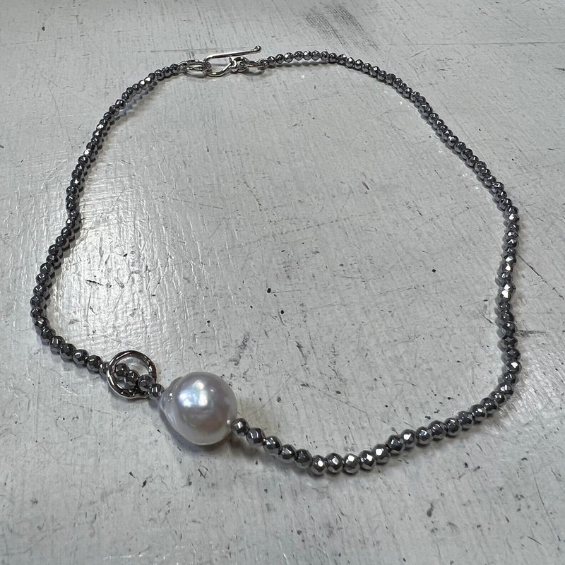 CC - Studio Suzan Pearl Hematite Necklace