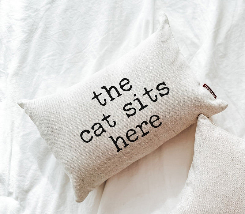 SP - 'The Cat Sits Here' Lumbar Pillow