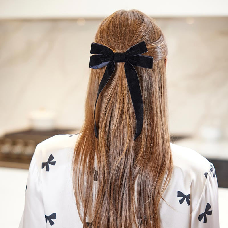 Velvet Bow Hair Clip Set