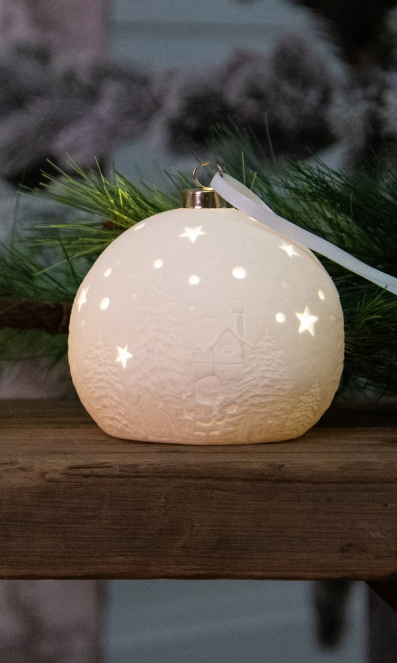 White Ceramic Bisque Light-Up Ornaments