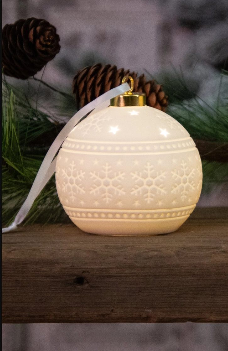 White Ceramic Bisque Light-Up Ornaments