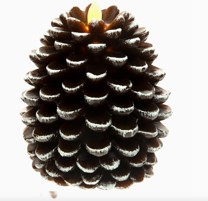 Brown Pine Cone - 5" Realistic Flame Led Lit Candle