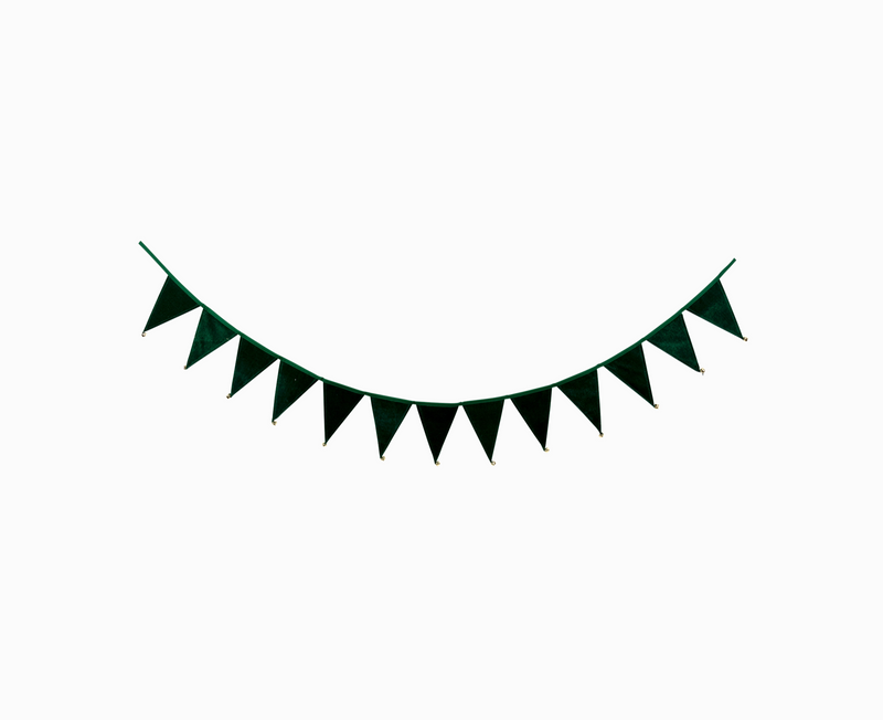 Green Velvet Pennant Banner