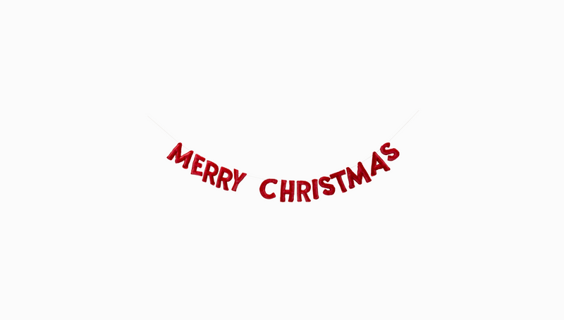 Puffy Red Velvet Merry Christmas Banner