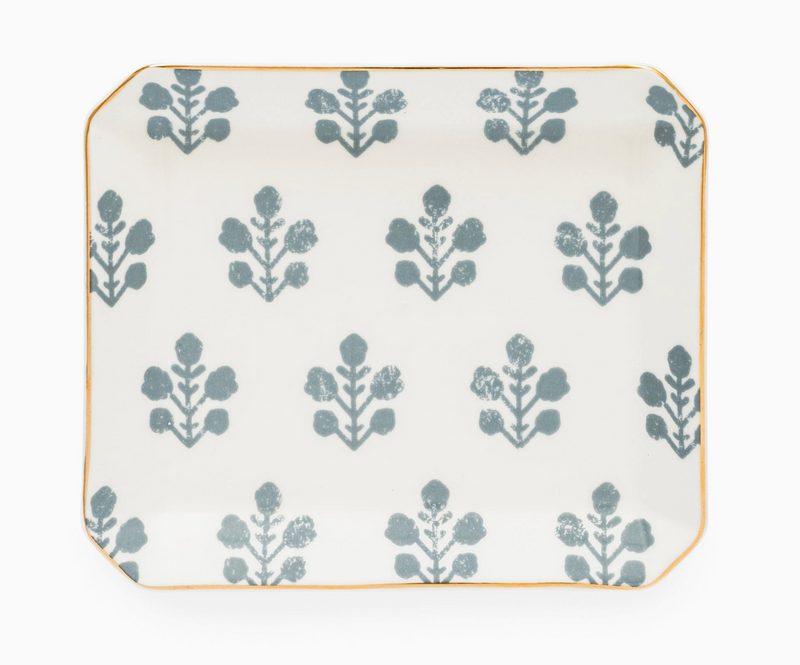 Dusty Blue Floral Trinket Tray