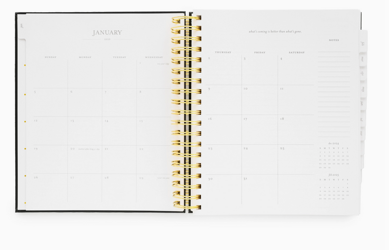 2025 Black Daily Spiral Planner