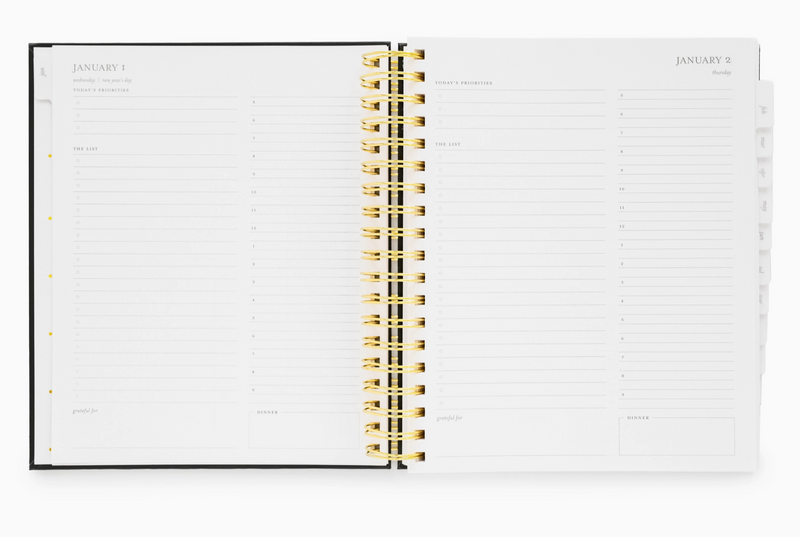 2025 Black Daily Spiral Planner