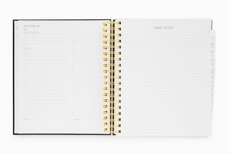 2025 Black Daily Spiral Planner