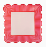 Striped Edge Scalloped Square Plate