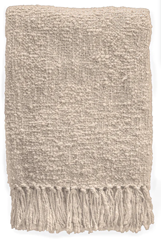 NS Cotton Boucle Throw with Fringe